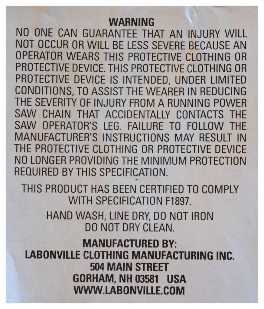 LABONVILLE Original Safety Chap Kevlar/polyester [850KP]