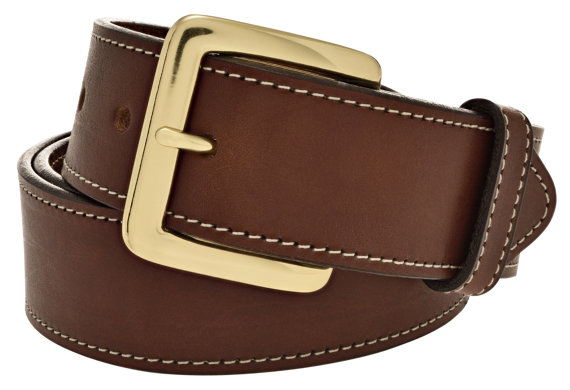 White Gate Brown Leather Belt W/stitching 1 1/2" (#1616)