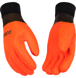 [4170_L] Kinco - Lined Hi-vis Orange Sandy Finish Pvc With Knit Wrist [4170]