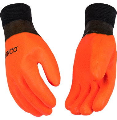 [4170_L] Kinco - Lined Hi-vis Orange Sandy Finish Pvc With Knit Wrist [4170]